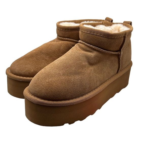 CUSHIONAIRE Women's Genuine Suede pull on platform boot 6.5 CHESTNUT - Picture 3 of 7